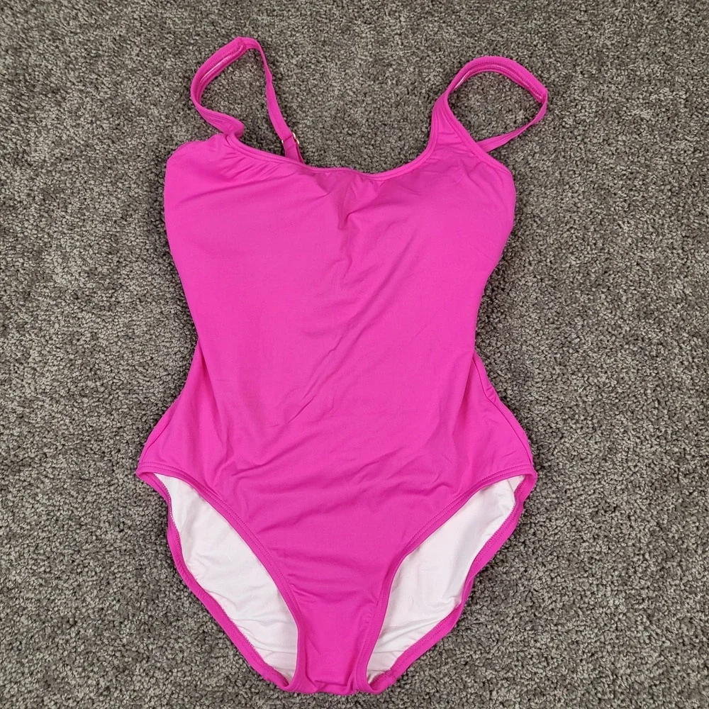 Michael Kors Womens 12 Ultra Pink Lattice Caged Back One-Piece Swimsuit NWT $118